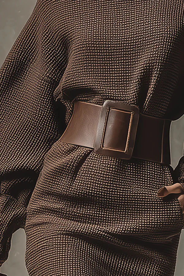 Clara | Short Knit Dress with Matching Belt