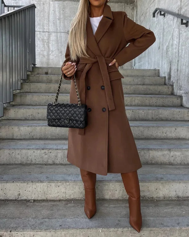 GWYNETH | LONG LAPEL BUTTON-FRONT COAT