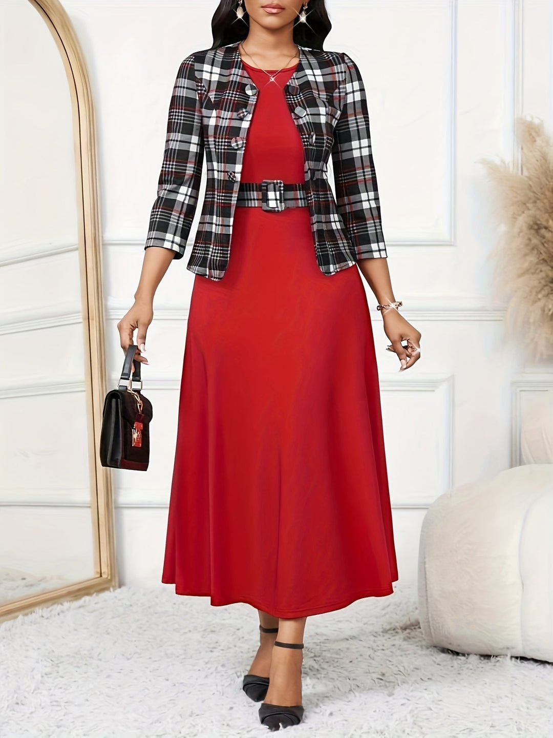 AMELIE LANE | PRINTED BELTED TWO-PIECE SET