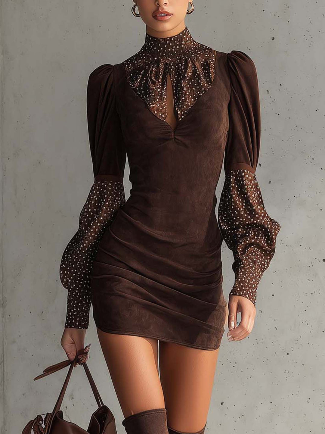 PAULLY | ARTIFICIAL SUEDE BODYCON DRESS