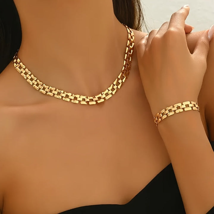 SQUARE BUCKLE NECKLACE &amp; BRACELET SET